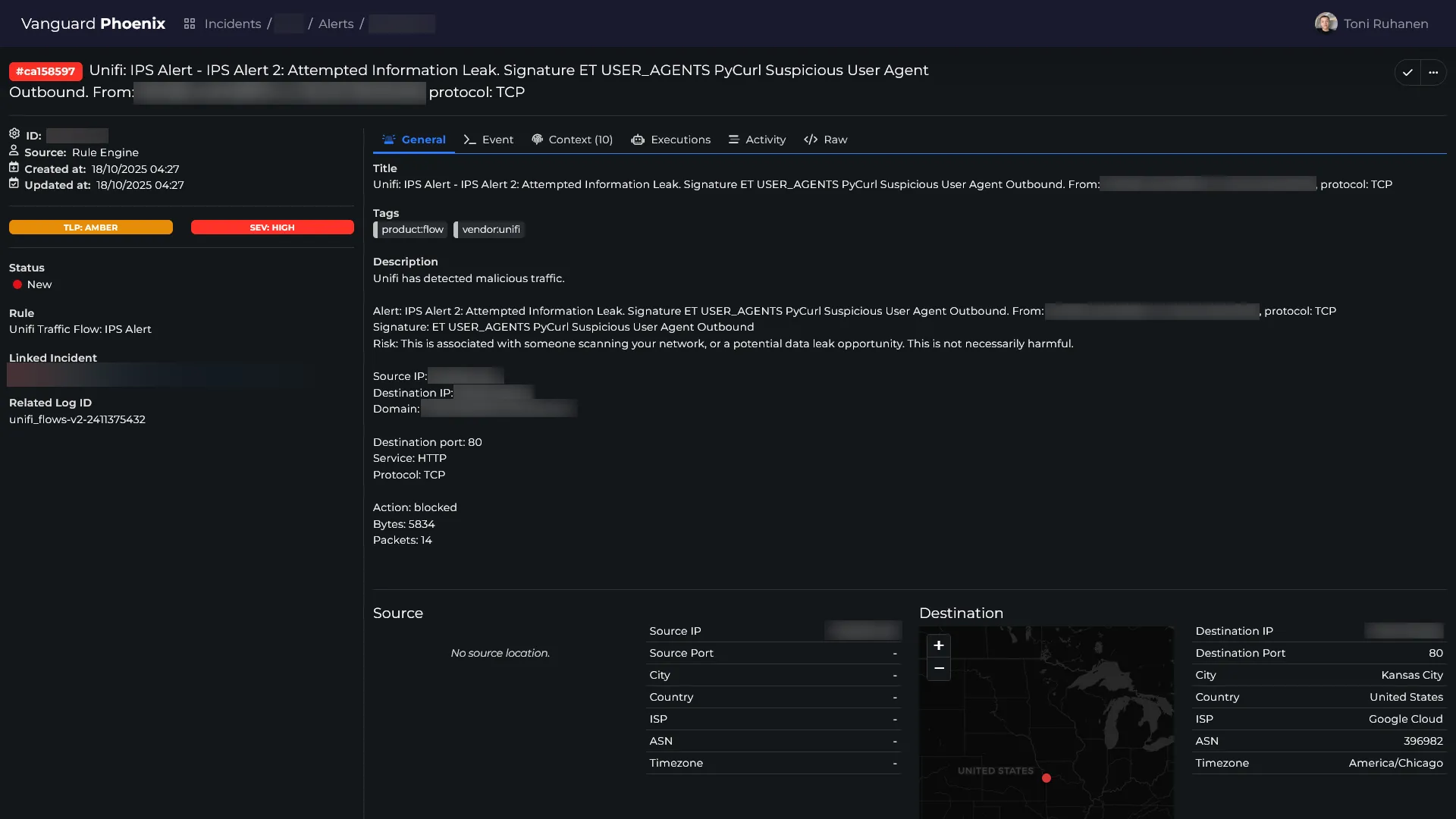 Screenshot of the alert view